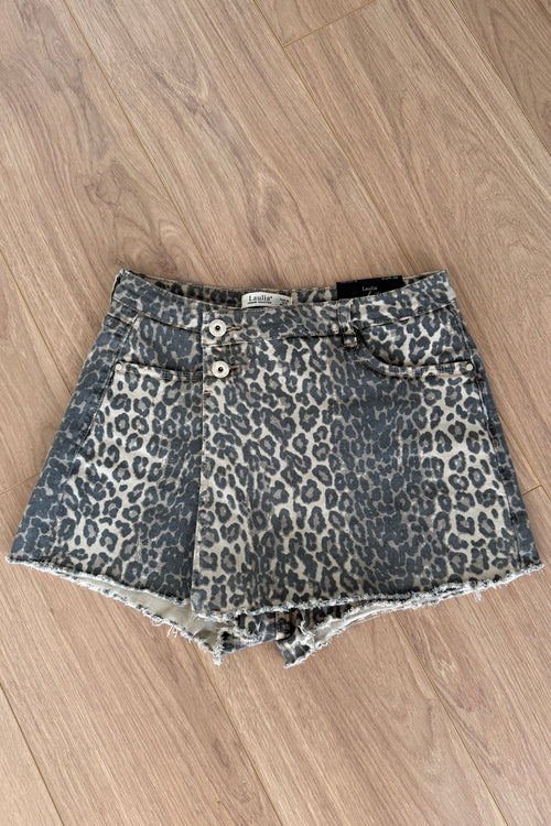 Denim skort met print
