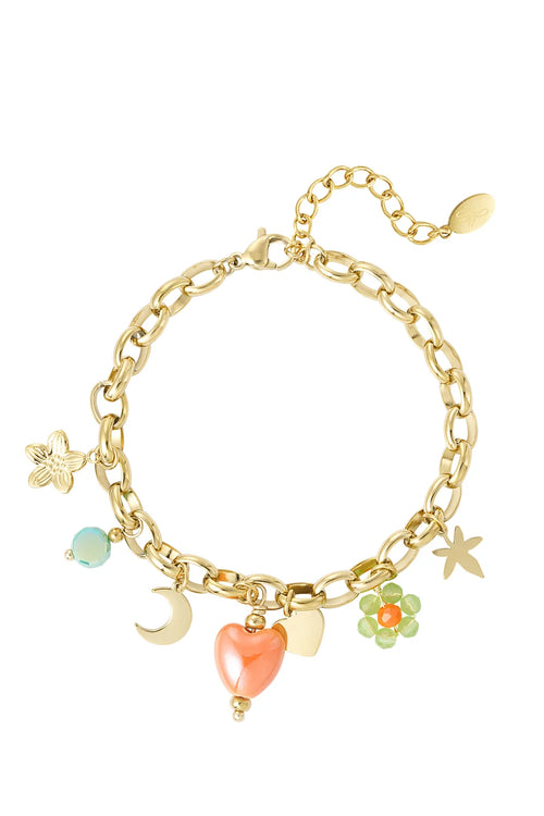 Bedel armband met gekleurde bedels