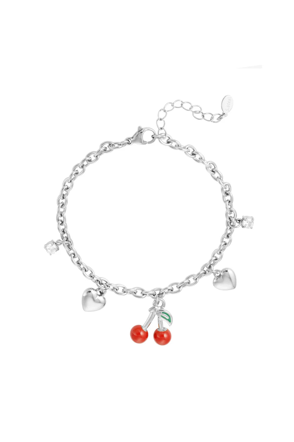 Cherry Charm Armband - Zilver
