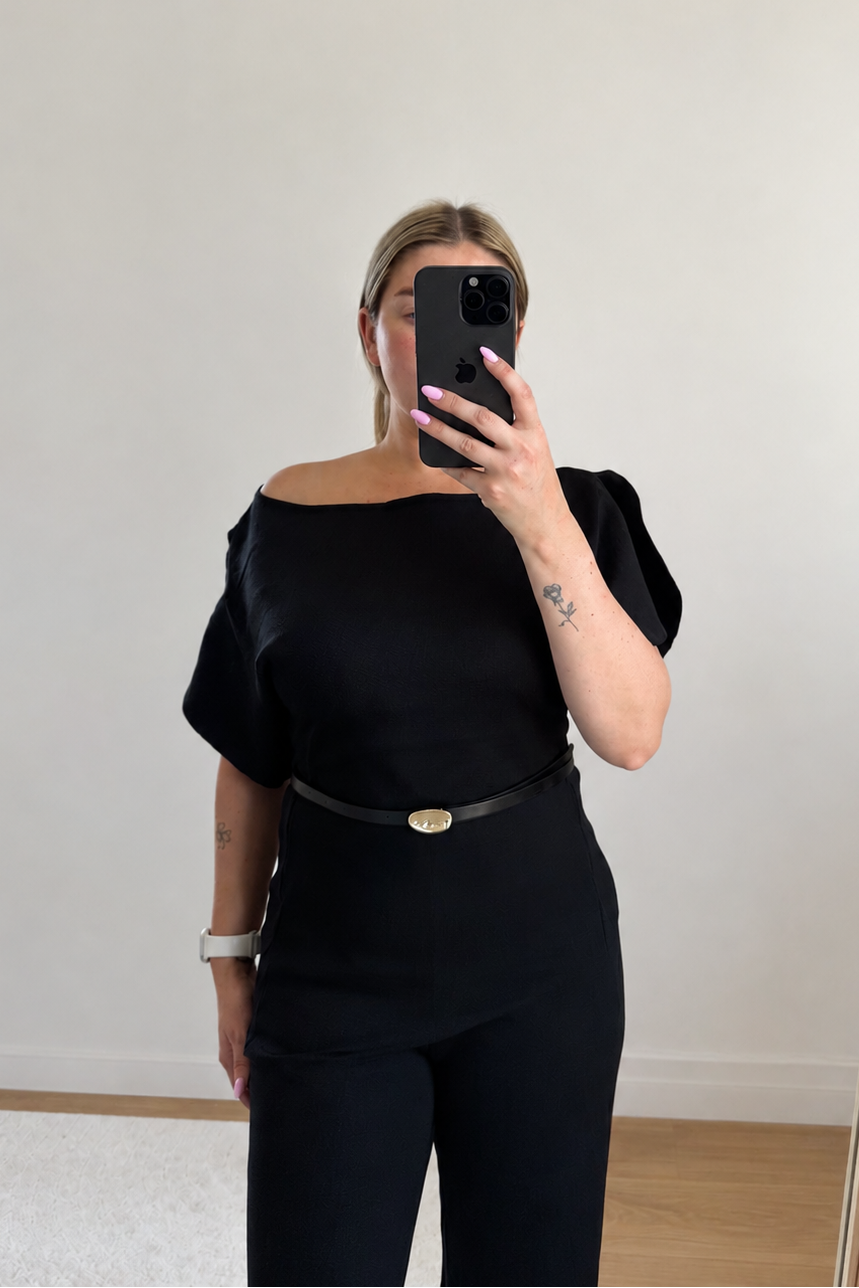 Off-Shoulder two-Piece Set - Zwart