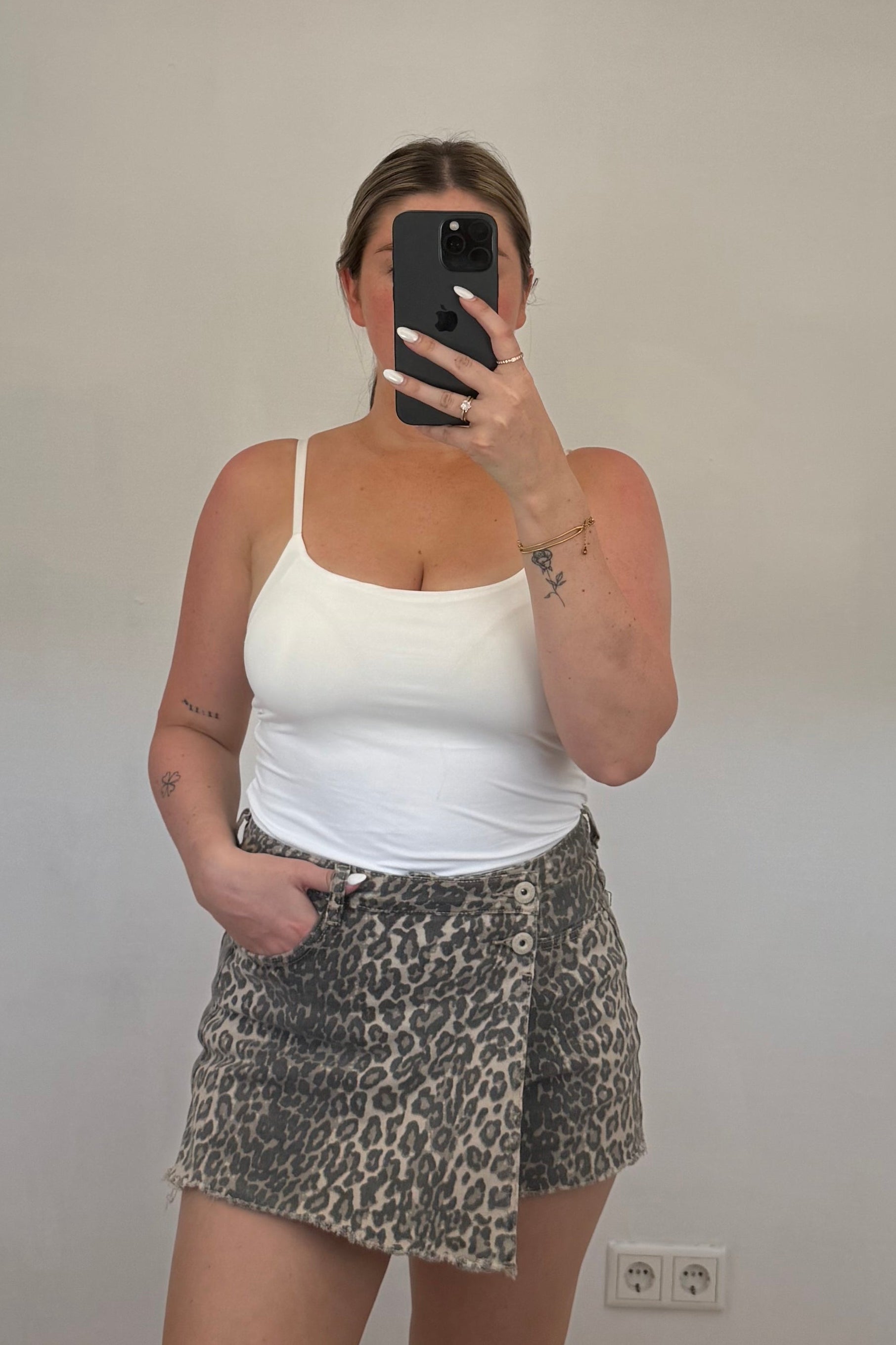 Denim skort met print