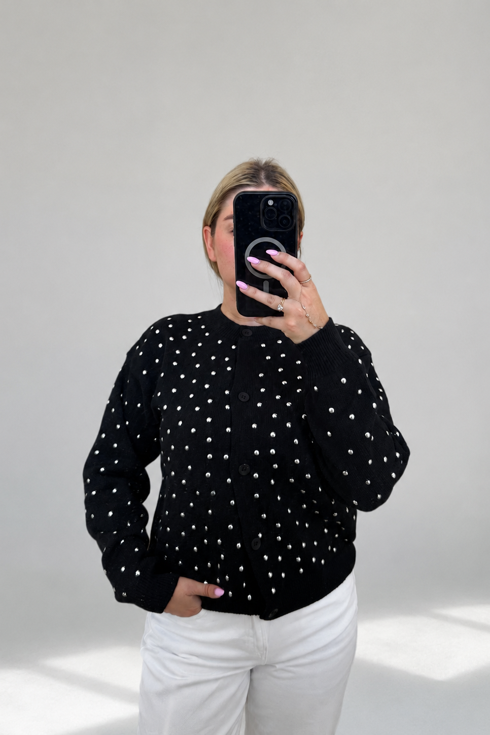 Studs en Knopen Vest - Zwart