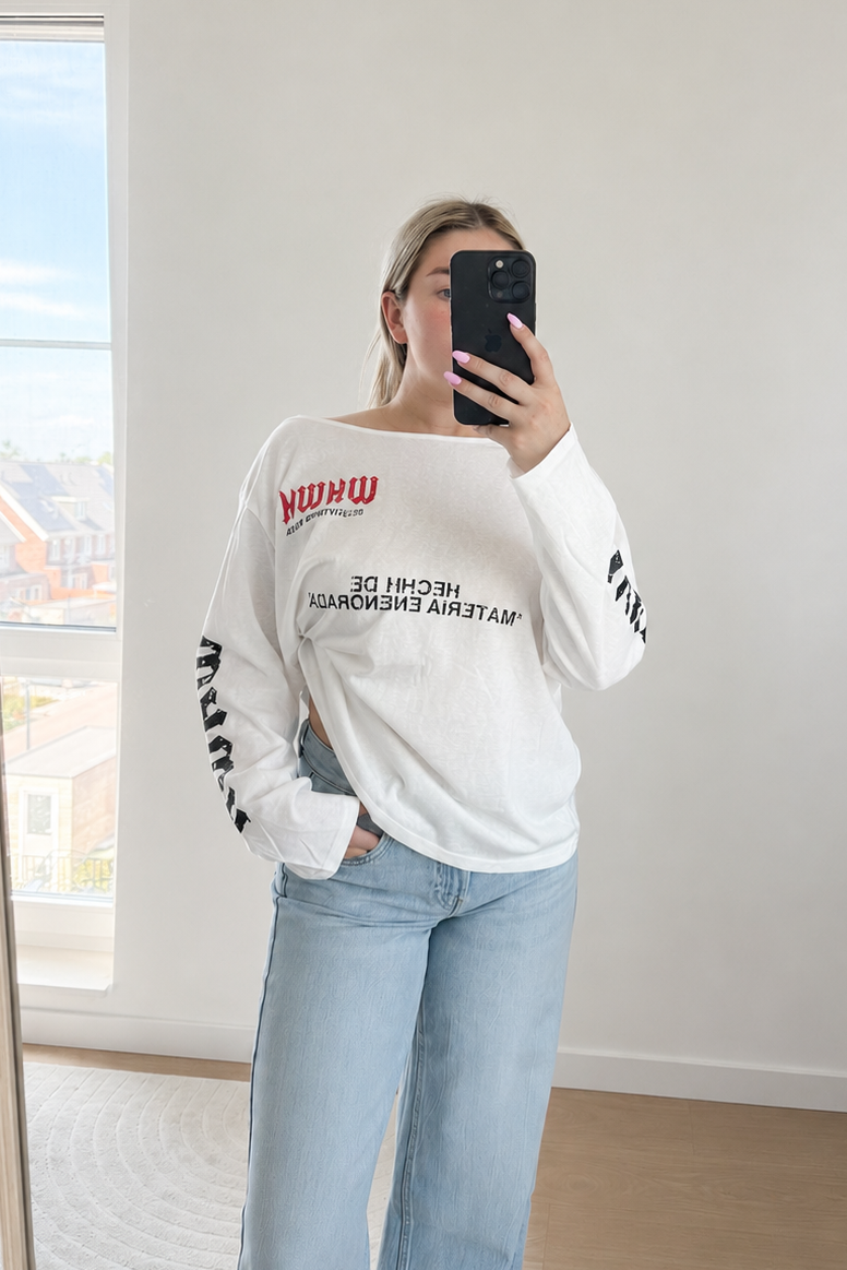 Oversized Off-Shoulder Top - Wit