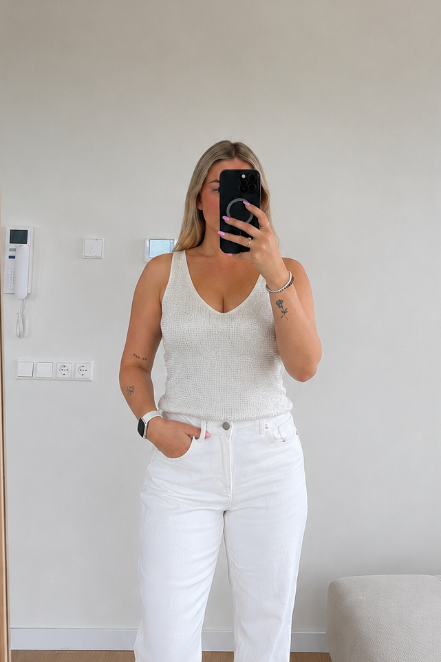 Glitter Top - Zilver