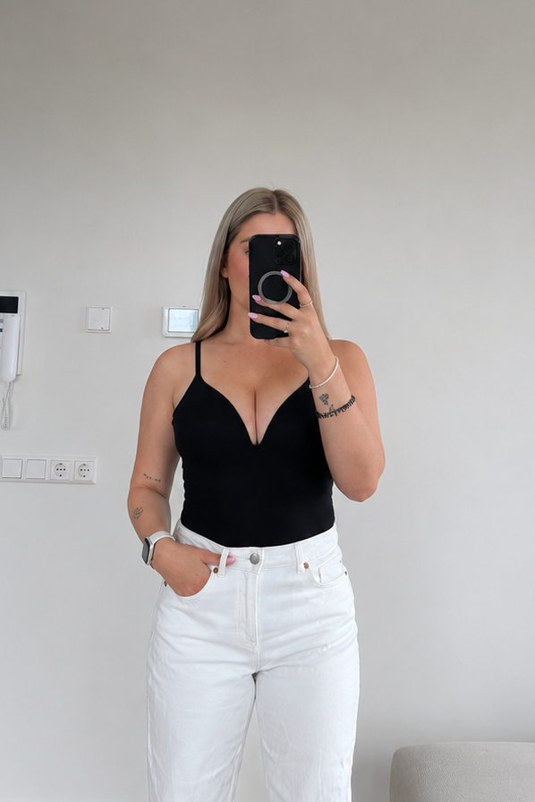V-neck body - Zwart
