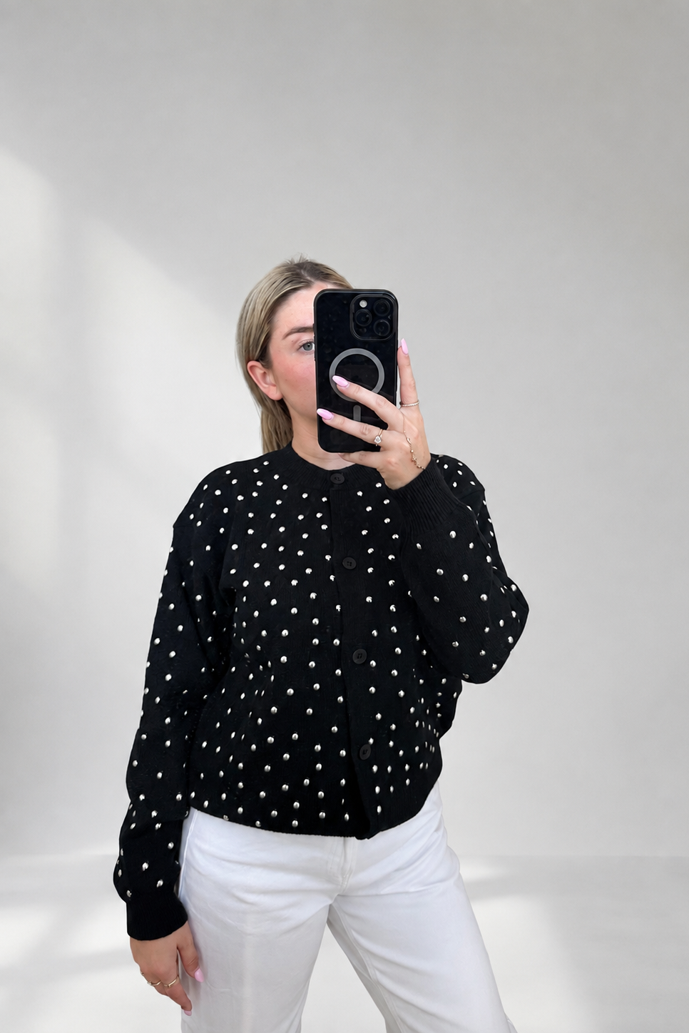 Studs en Knopen Vest - Zwart