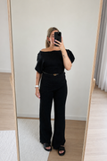 Off-Shoulder two-Piece Set - Zwart