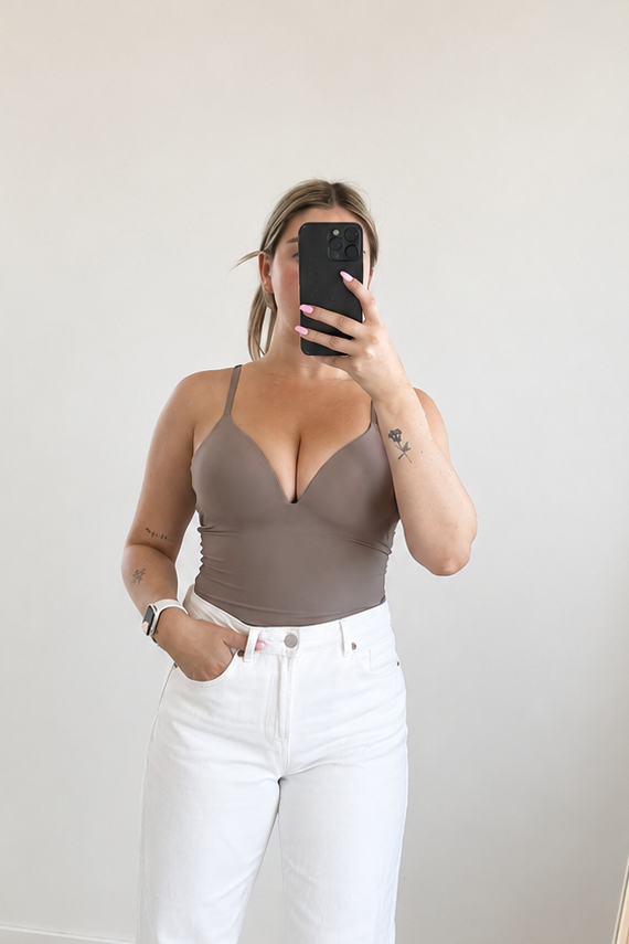 V-neck body - Taupe