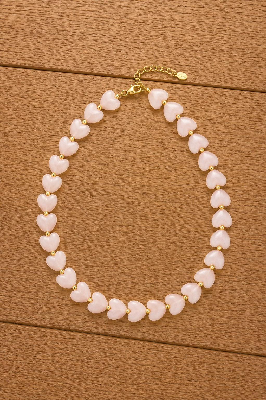 Elastieken Hartjes Kralenketting - Goud