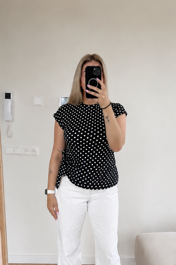 Stippen Top - Zwart