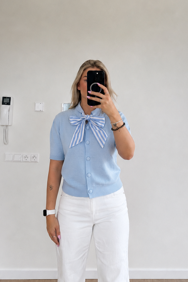 T-Shirt Strik Trui - Lichtblauw