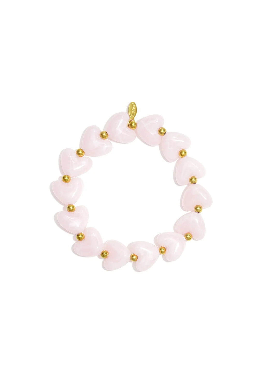 Elastieken Hartjes Kralenarmband - Goud
