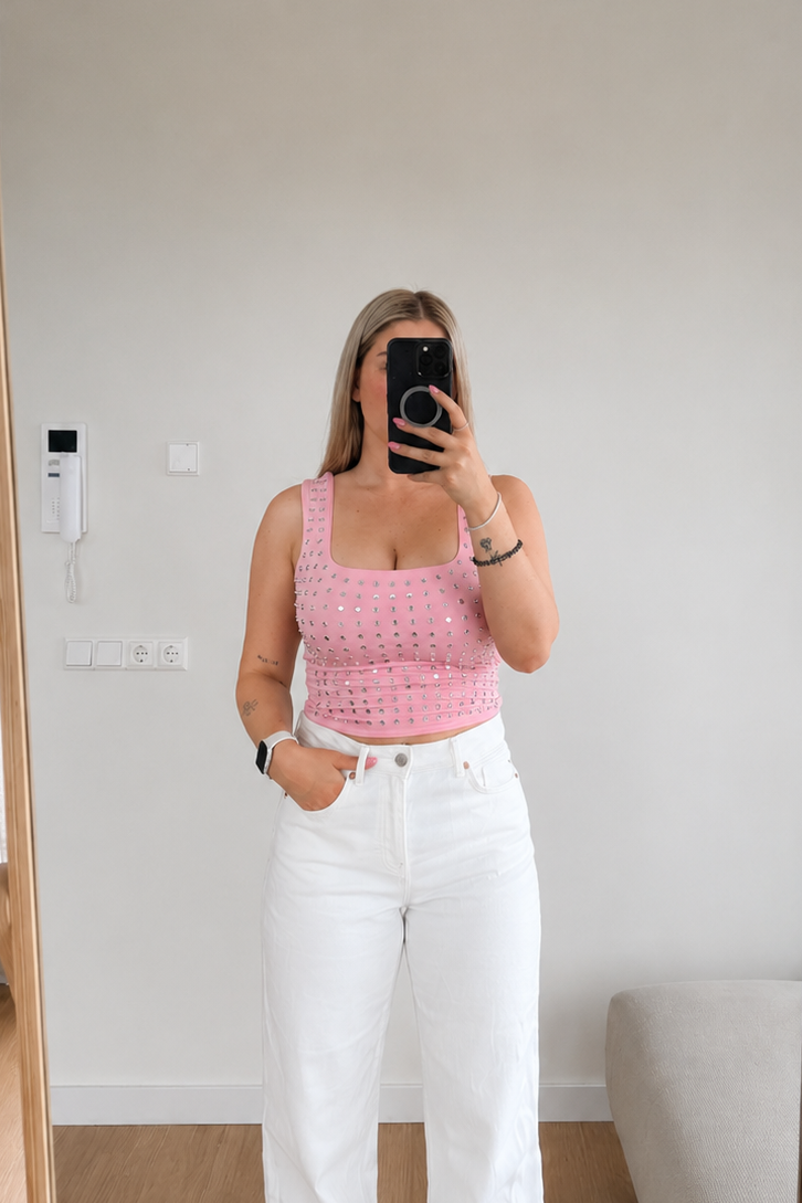 Studs Top Laag - Roze